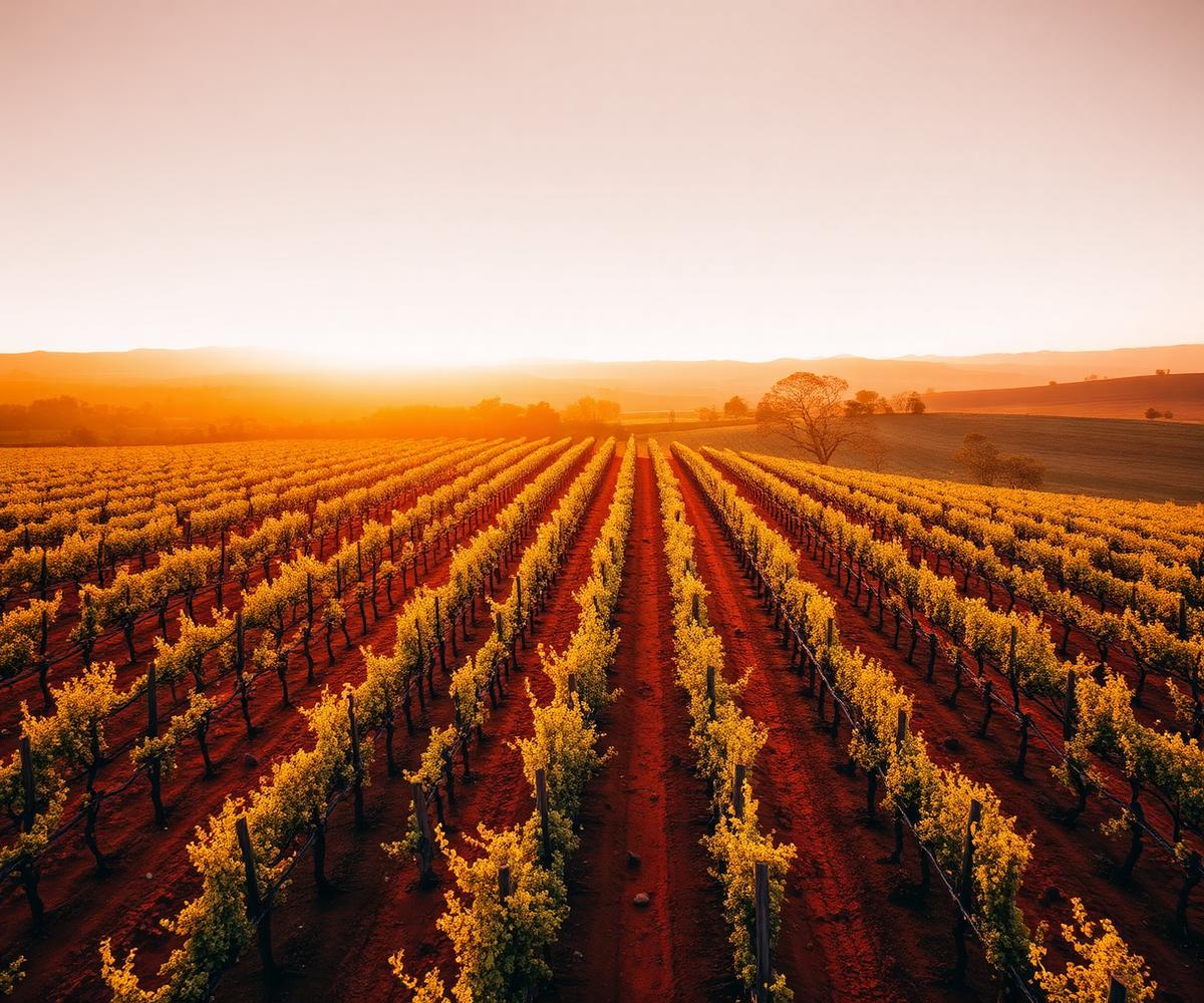 Rolling Barossa Valley vineyards at golden hour