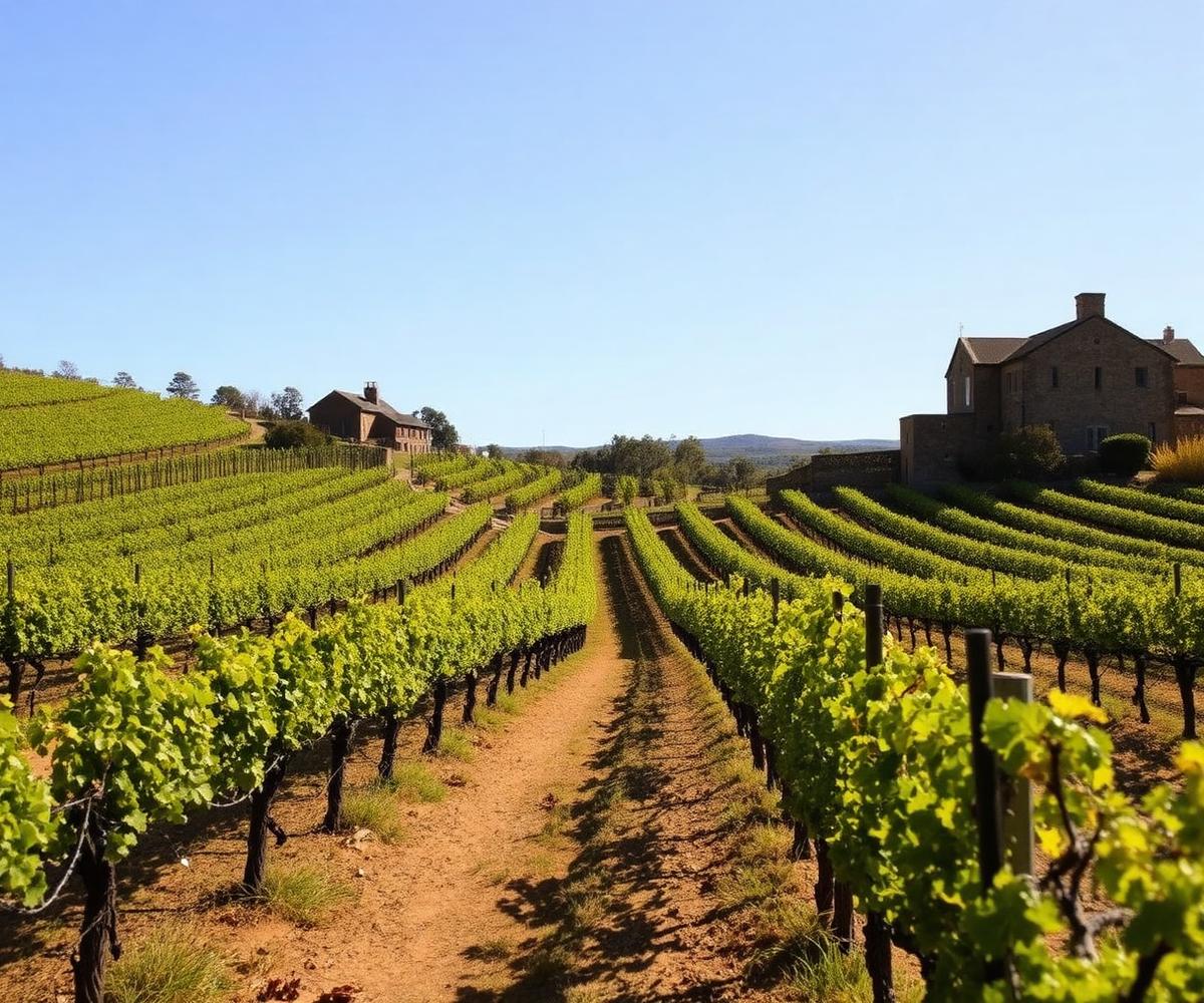Clare Valley vineyard slopes under a clear sky