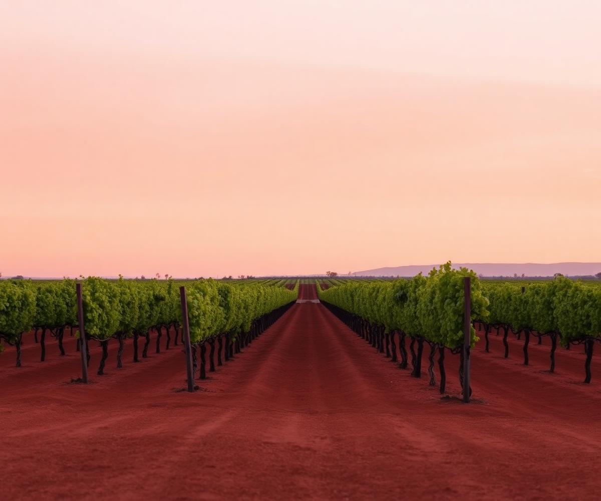 Coonawarra vineyard on red terra rossa soil